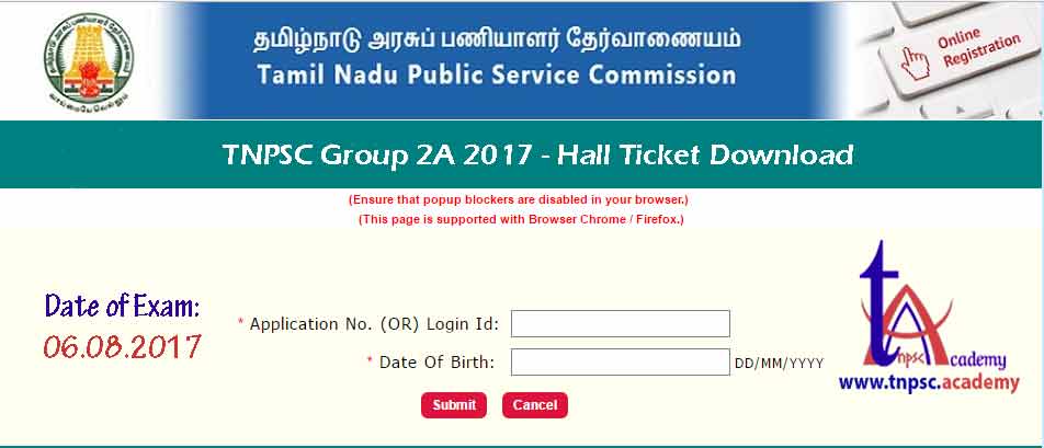 Group 2A Hall Ticket 2017